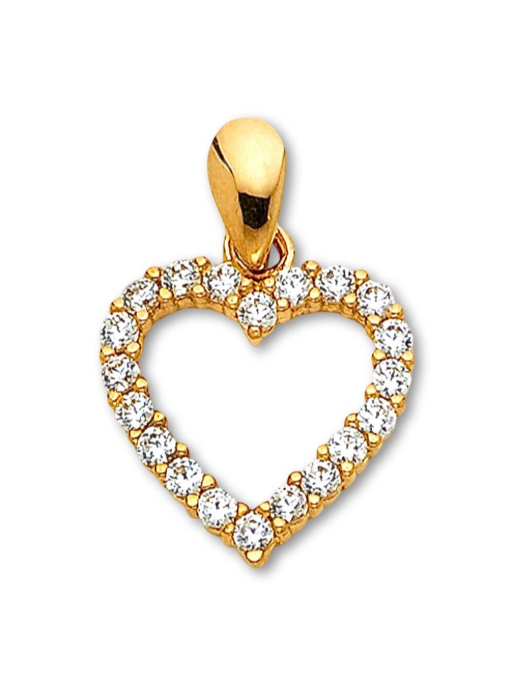 14K Yellow Gold CZ Heart Pendant | Dainty Tehrani Jewelry Charm
